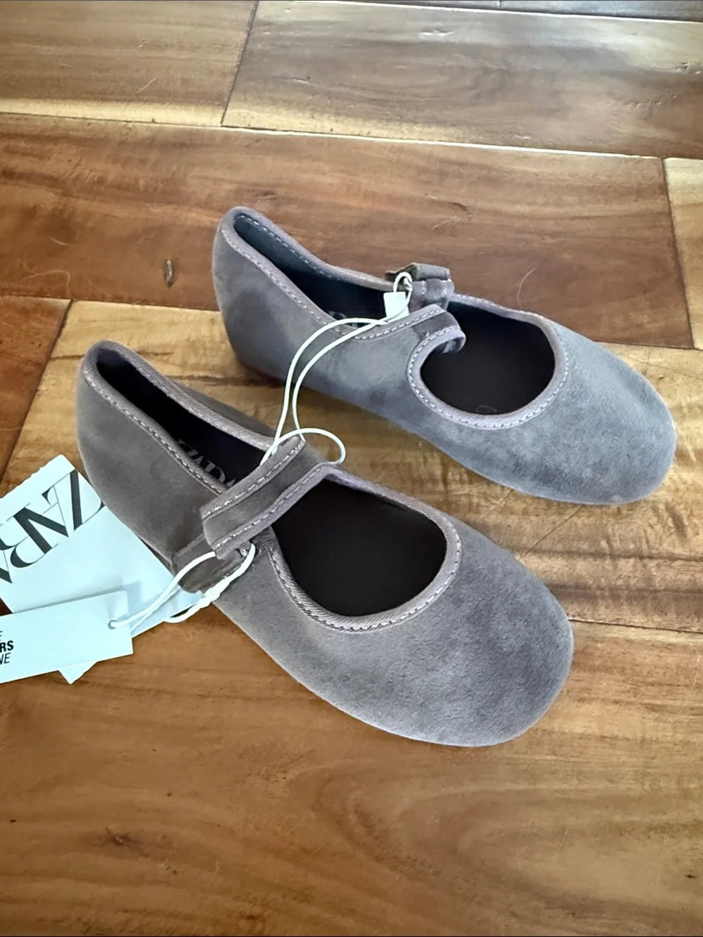Zara Kids Suede Mary Jane Shoes - brown